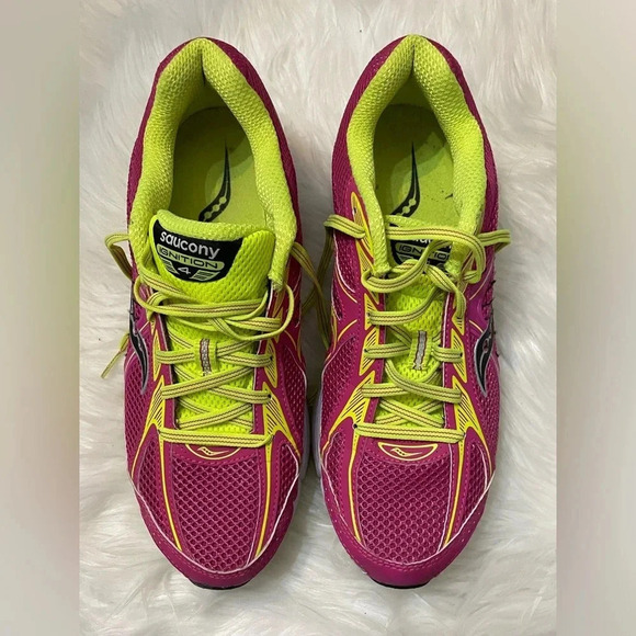 Saucony Pink & Neon Ignition 4 Running Shoes Sz 9.5 - Picture 2 of 9